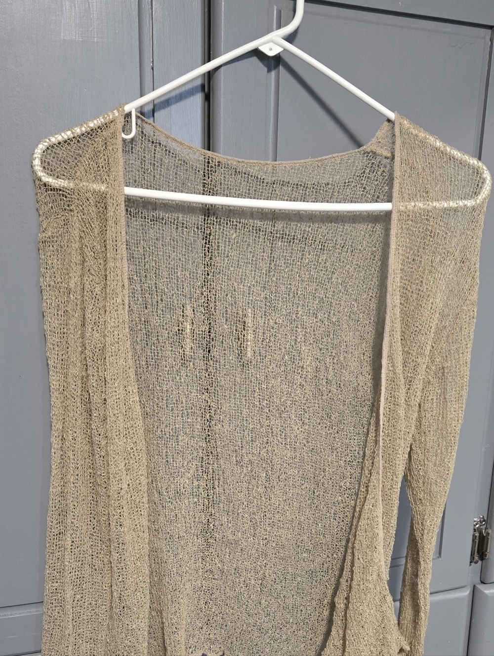Lightweight Beige Open-Front Women’s Sweater Cardigan